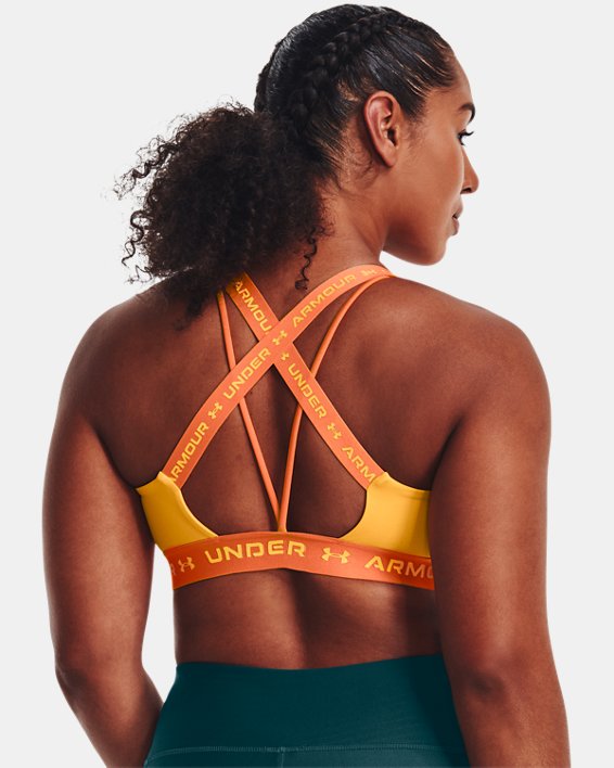 Women's UA Crossback Low Sports Bra, Yellow, pdpMainDesktop image number 6